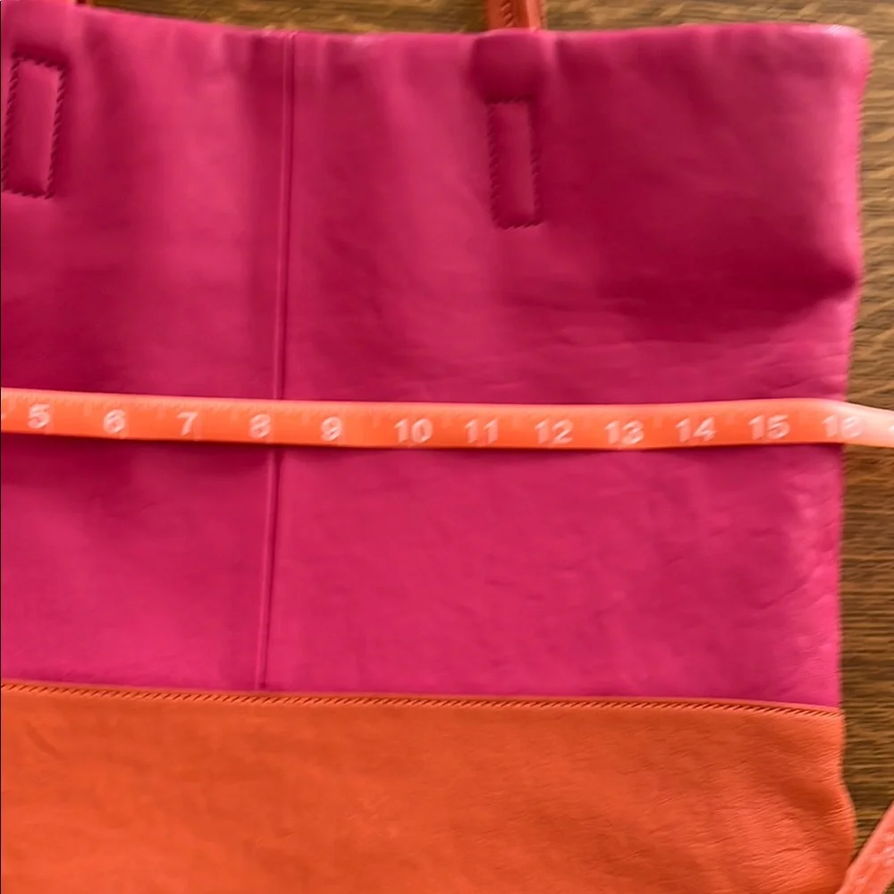 Vibrant Pink & Orange Leather Tote - Picture 3 of 11